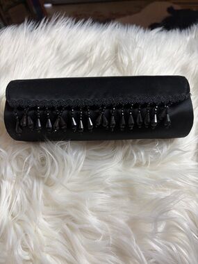 MAC Cosmetics Limited Edition Black Satin Beaded Clutch